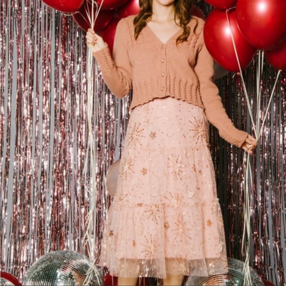 Pink sequin midi tulle skirt ✨💕